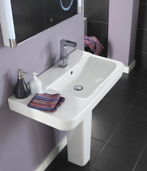 Example image of Hudson Reed Ceramics Basin & Full Pedestal (1 Tap Hole, 850mm).