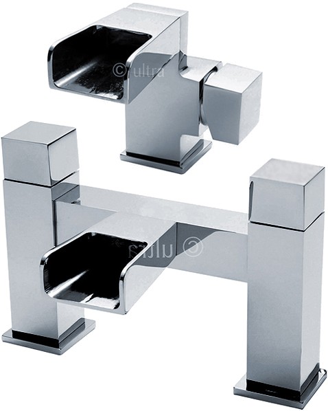 Larger image of Ultra Channel Waterfall Basin & Bath Filler Tap Set (Chrome).