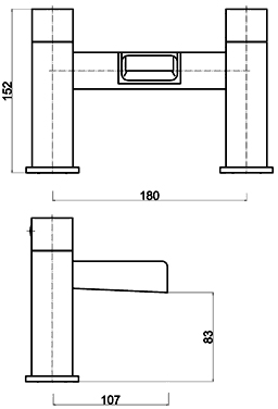 Technical image of Ultra Channel Waterfall Basin & Bath Filler Tap Set (Chrome).