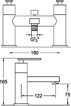 Technical image of Ultra Charm Basin & Bath Shower Mixer Tap Set (Free Shower Kit).