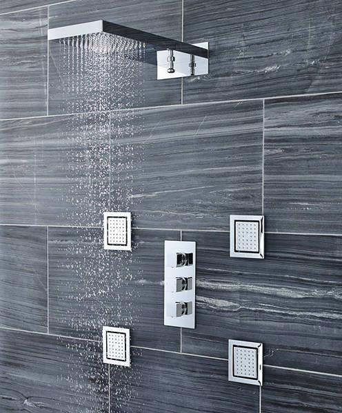 Larger image of Ultra Volt Volt Triple Thermostatic Shower Valve, Waterfall Head & Body Jets.