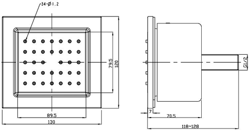 Technical image of Ultra Volt Volt Triple Thermostatic Shower Valve, Waterfall Head & Body Jets.