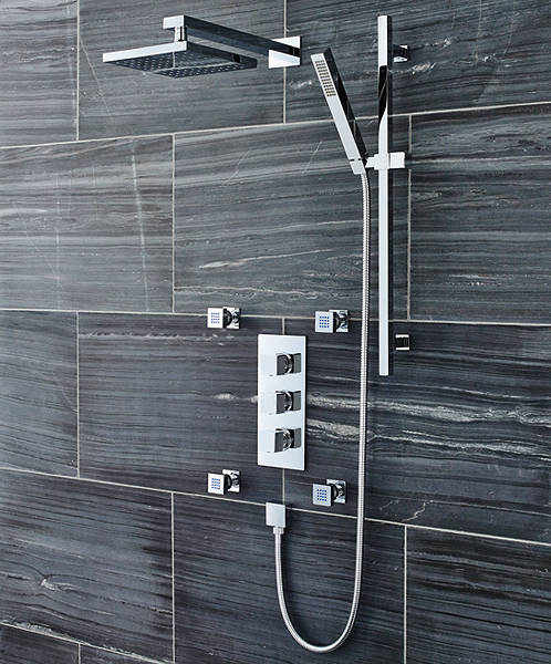 Larger image of Ultra Volt Volt Thermostatic Shower Valve With Head, Slide Rail & Jets.