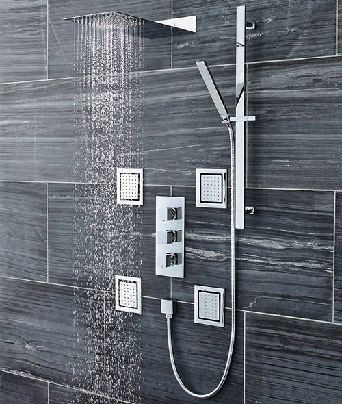 Larger image of Ultra Volt Volt Thermostatic Shower Valve With Head, Slide Rail & Jets.