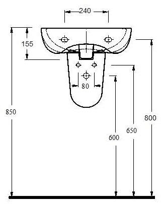 Technical image of Ultra Hobart Basin & Semi Pedestal (1 Tap Hole, 450mm).