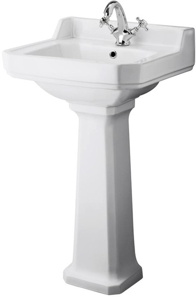 Larger image of Ultra Lewiston Traditional Basin & Full Pedestal (1 Tap Hole, 500mm).