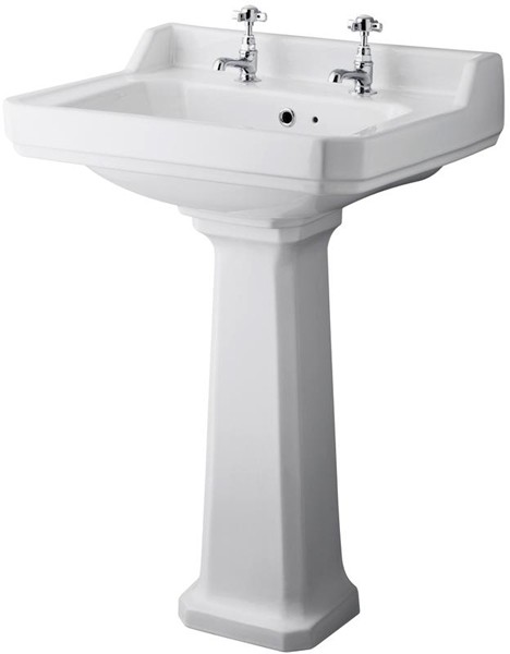 Larger image of Ultra Lewiston Traditional Basin & Full Pedestal (2 Tap Hole, 600mm).