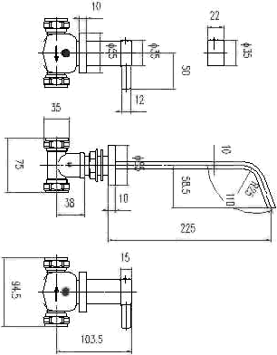 Technical image of Hudson Reed Clio Wall Mounted Basin Mixer & Bath Filler Tap Set (Chrome).