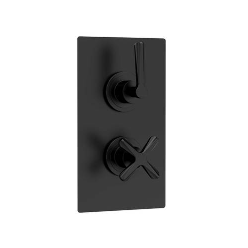 nuie Matt Black Twin Thermostatic Shower Valve with Diverter - Image 4