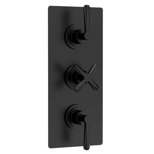 nuie Aztec Matt Black Triple Thermostatic Shower Valve - Brass and ABS Construction - Thermal Protection - Minimalist Design - Image 4