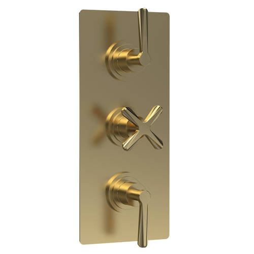 Nuie Aztec Thermostatic Shower Valve With Diverter (3 Outlets, Brushed Brass).