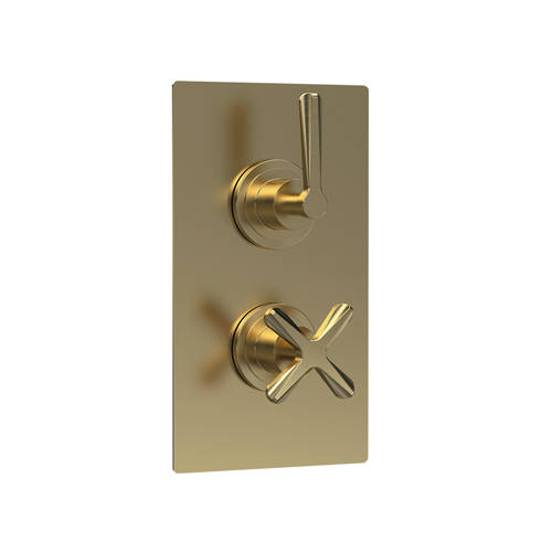 Nuie Aztec Thermostatic Shower Valve (1 Outlet, Brushed Brass).