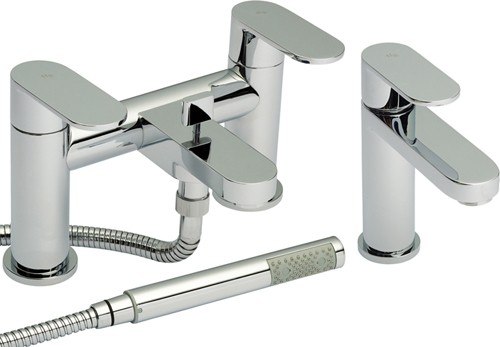 Larger image of Hudson Reed Cloud 9 Basin & Bath Shower Mixer Tap Set (Free Shower Kit).