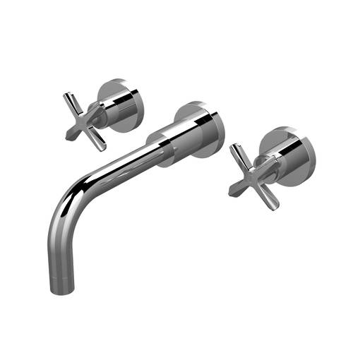 nuie CLX317 Aztec Modern Bathroom Wall Mounted 3 Tap Hole Basin Mixer Tap, 202mm, Chrome - Image 4