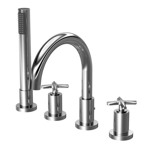 Nuie Aztec 4 Hole Bath Shower Mixer Tap With Kit (Chrome).