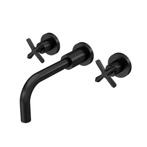 Nuie Matt Black Aztec Wall Mounted 3 Tap Hole Basin Mixer | | Brass | 255Mm X 113Mm X 220Mm - Image 4