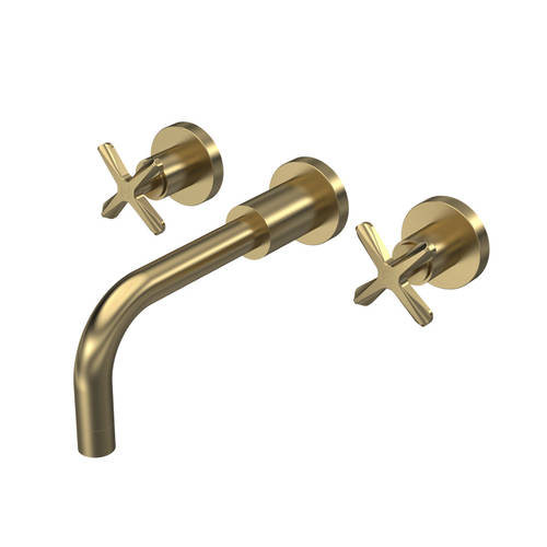 nuie Aztec Brushed Brass Wall Mounted Basin Mixer Tap - Image 4