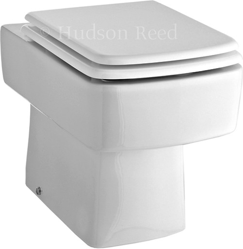 Larger image of Hudson Reed Ceramics Square Back To Wall Toilet Pan With Top Fix Seat.