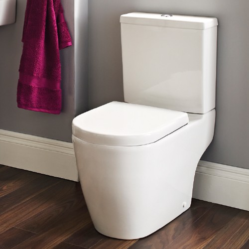 Larger image of Ultra Orb Semi Flush To Wall Toilet Pan With Cistern & Push Flush & Toilet Seat.