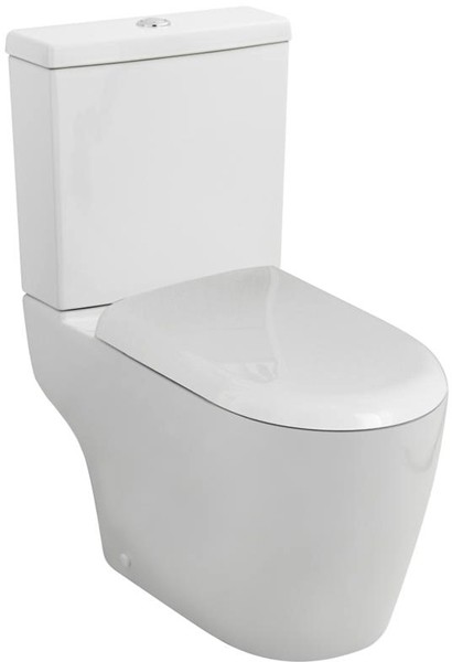 Example image of Ultra Orb Semi Flush To Wall Toilet Pan With Cistern & Push Flush & Toilet Seat.