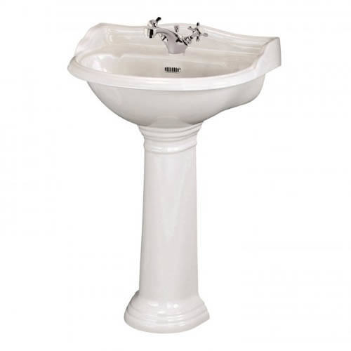 Old London White Chancery Basin & Pedestal With 1 Tap Hole (600Mm).