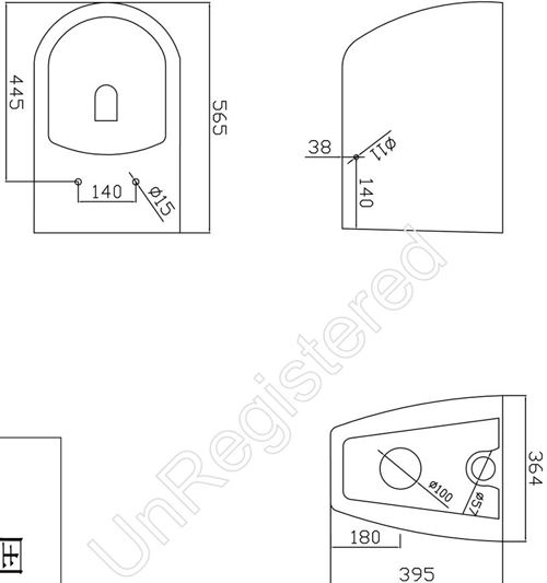 Technical image of Premier Ceramics Back to Wall Toilet Pan & Luxury Seat (BTW).