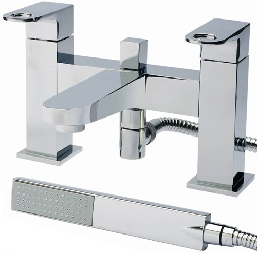 Larger image of Hudson Reed Deco Bath Shower Mixer Tap With Shower Kit (Chrome).