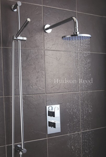 Example image of Hudson Reed Deco 3/4" Thermostatic Shower Valve, Diverter, Head & Slide Rail.