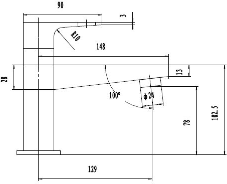 Technical image of Hudson Reed Deco Basin Mixer & Bath Shower Mixer Tap Set (Free Shower Kit).