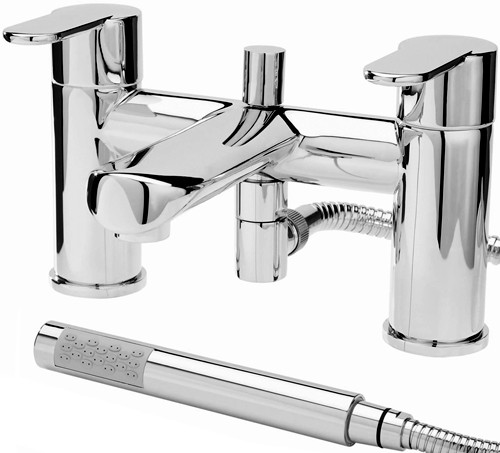 Larger image of Hudson Reed Dias Bath Shower Mixer Tap With Shower Kit (Chrome).