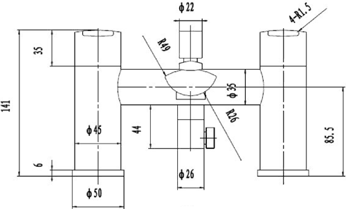 Technical image of Hudson Reed Dias Bath Shower Mixer Tap With Shower Kit (Chrome).