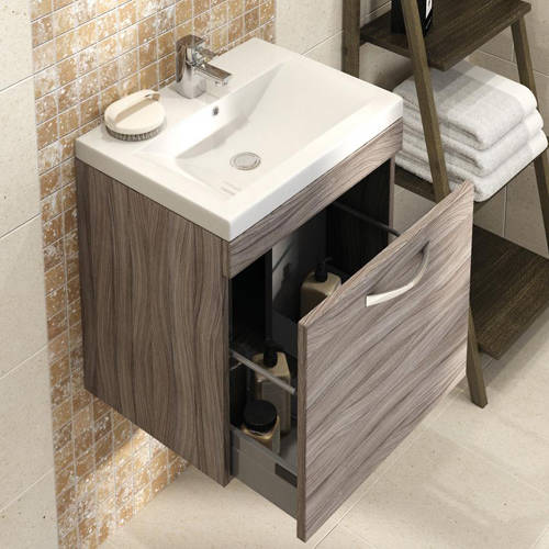 Example image of Premier Shipton 500mm Wall Hung Vanity Unit & Basin Type 1 (Driftwood).