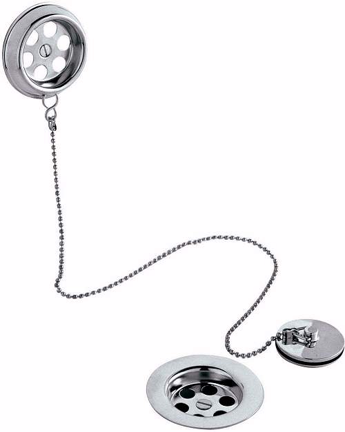 Hudson Reed Wastes Brass Bath Retainer Waste With Ball Chain (Chrome)