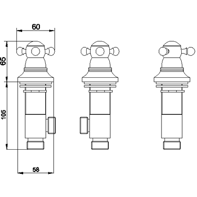 Technical image of Ultra Line Freeflow bath filler with pop up waste and overflow.