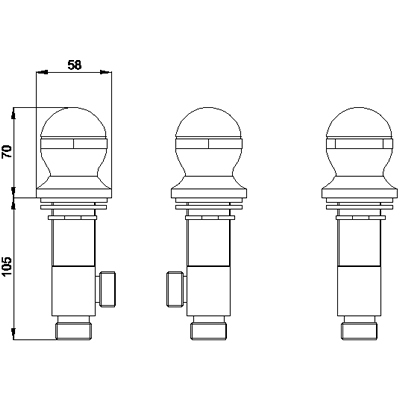 Technical image of Jupiter Freeflow bath filler with pop up waste and overflow.