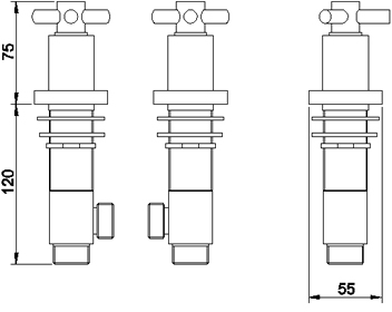 Technical image of Ultra Aspect Freeflow bath filler with pop up waste and overflow.