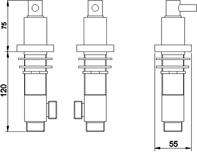 Technical image of Ultra Horizon Freeflow bath filler with pop up waste and overflow.