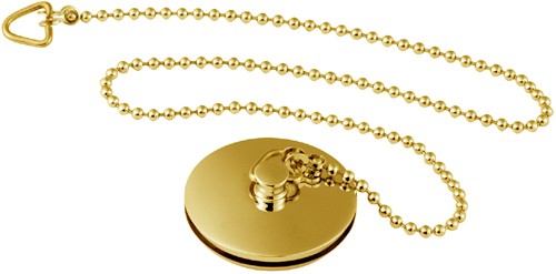 Larger image of Wastes Bath Plug And Chain (Gold).