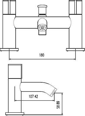 Technical image of Ultra Ecco Basin & Bath Shower Mixer Tap Set (Free Shower Kit).