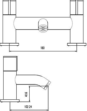 Technical image of Ultra Ecco Basin Mixer & Bath Filler Tap Set (Chrome).