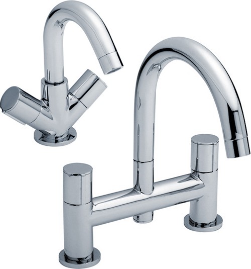 Larger image of Ultra Ecco Basin Mixer & Bath Filler Tap Set (Chrome).