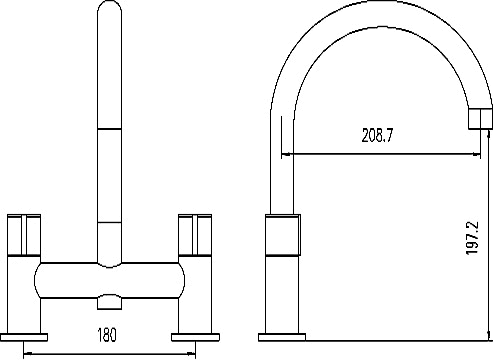 Technical image of Ultra Ecco Basin Mixer & Bath Filler Tap Set (Chrome).