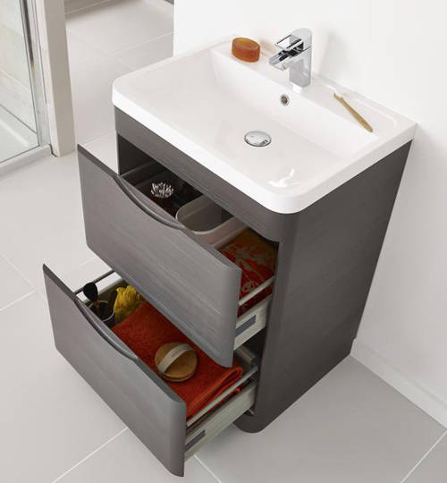 Example image of Premier Eclipse 800mm Vanity Unit Pack 2 (Grey Woodgrain).