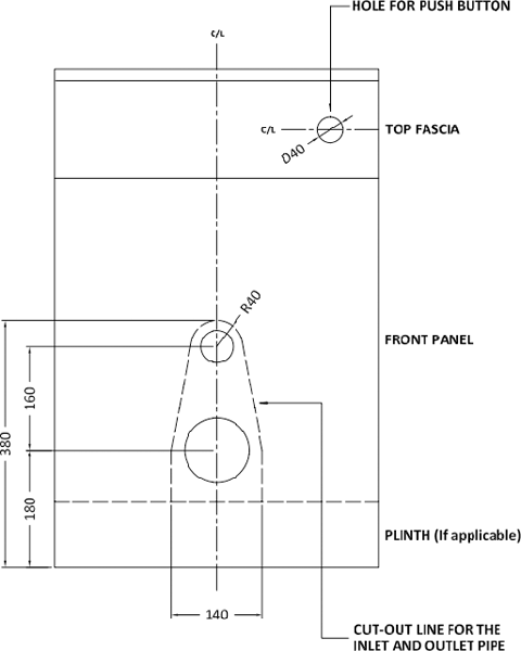 Technical image of Premier Eclipse 600mm Vanity Unit Pack 3 (Grey Woodgrain).