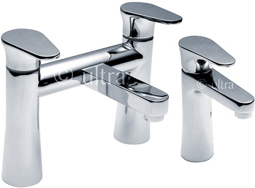 Larger image of Ultra Entity Basin Mixer & Bath Filler Tap Set (Chrome).