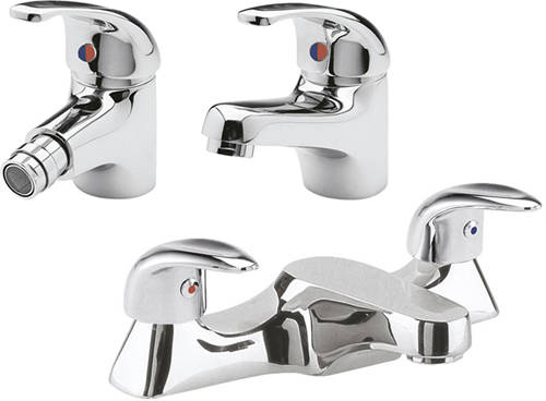 Larger image of Nuie Eon Bath Filler, Mono Basin & Bidet Tap Pack (Chrome).