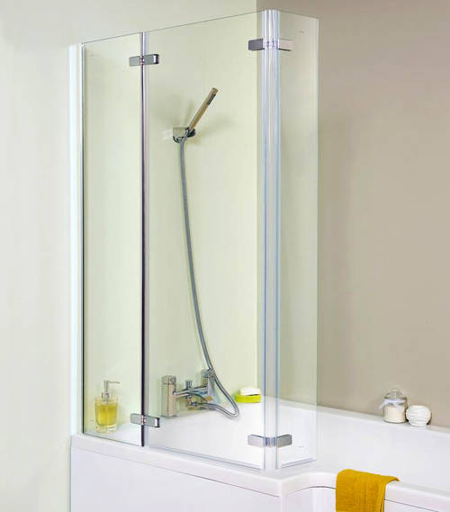 Nuie Ella Satin Chrome L-Shaped Hinged Bath Screen 810Mm - Image 6