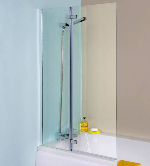 Nuie Chrome Ella Straight Hinged Bath Screen | | Glass/Aluminium | 745Mm - Image 6