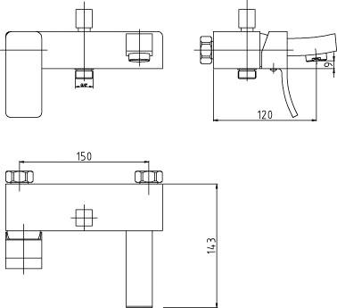 Technical image of Ultra Ethic Deck Mounted Bath Shower Mixer & Mono Basin Tap Pack (Chrome).