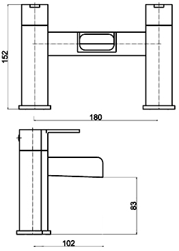 Technical image of Ultra Falls Waterfall Bath Filler Tap (Chrome).